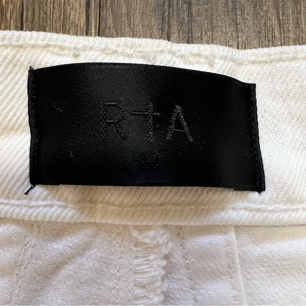 RTA Jeans Dexter Belted Boyfriend High Rise Straight Leg Pants White Denim Y2K M - Picture 6 of 15